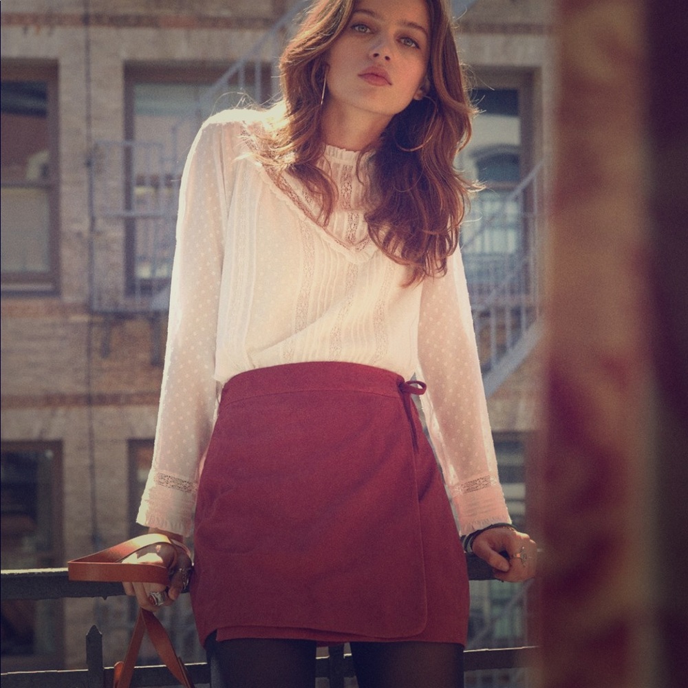 NEW Sezane Ota Skirt - Burgundy